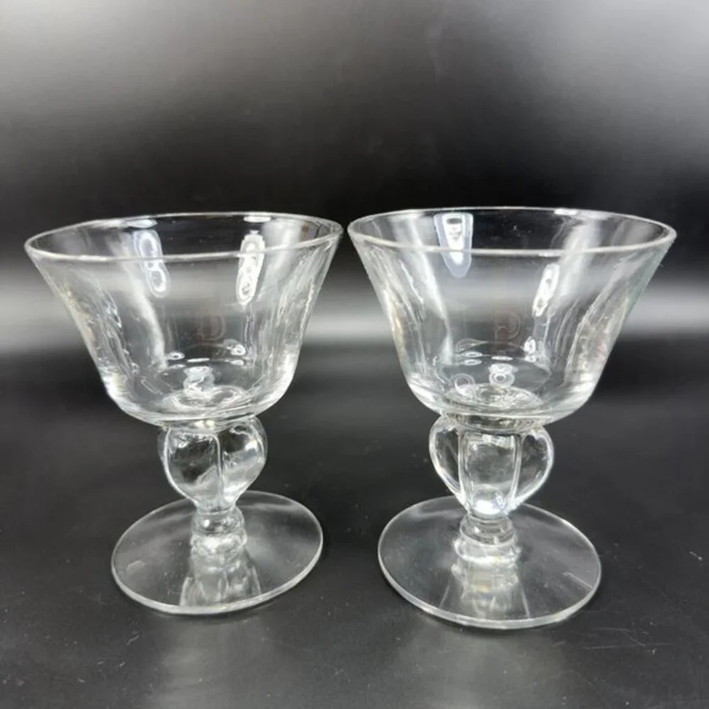 Vintage‎ Seneca Ingrid Clear Elegant 4.5inch Goblets Footed Cups Glasses Set 2